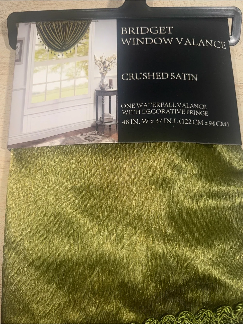 NWT Pack of 2 Bridget Window Valance Crushed Satin Sage Green